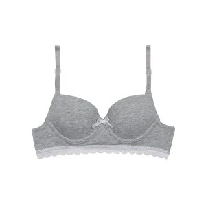Dim Trendy girls' grey stretch cotton moulded cup bra