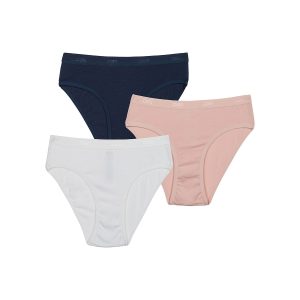 Les Pockets Pack of 3 Girls' Stretch Cotton Briefs Clochette Blue