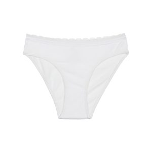 Dim Trendy girls' white stretch cotton briefs with lace waistband