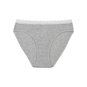 Dim Trendy girls' heather grey stretch cotton briefs with lace waistband
