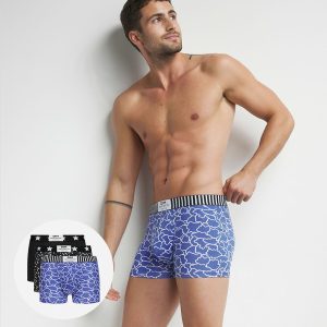 Pack of 3 men's Dim Vibes blue black cloud pattern boxers