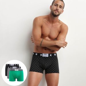 Pack of 3 men's stretch cotton boxers with polka dot and stripe prints Dim Vibes