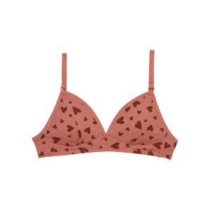 Les Pockets wireless hearts print stretch cotton triangle bra