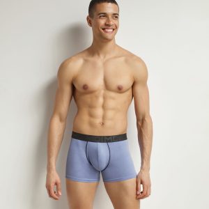 Men's modal cotton boxer shorts with contrasting blue waistband Dim Classic