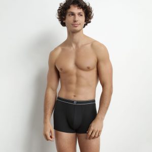Men's ribbed modal cotton boxer shorts Black Dim Elegant