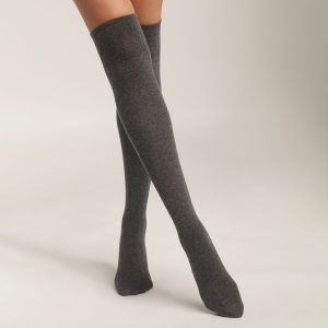 Women's cotton maxi socks Anthracite Chiné Dim