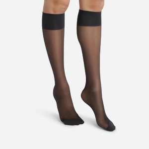 Pack of 2 Black Ultra Resist knee-high socks made of reinforced Lycra