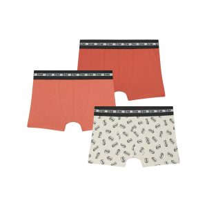 Pack of 3 boys' boxersin orange with Soda patterns Dim Coton Stretch