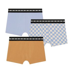 Pack of 3 Lila Blue Cotton Stretch Fashion checkerboard boxer shorts for boys