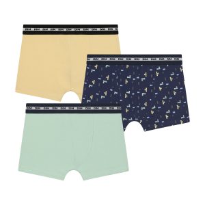 Pack of 3 Pixel Blue Yellow Cotton Stretch Fashion Boxer Briefs for Boys