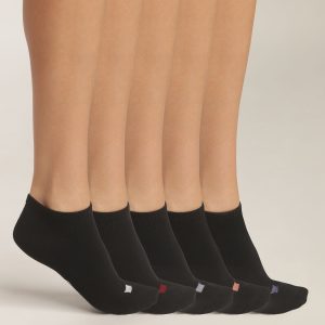 Pack of 5 pairs of women's black cotton socks with EcoDim pastilles