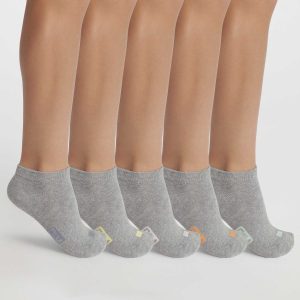 Pack of 5 pairs of unisex grey cotton socks with EcoDim labels