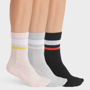 Pack of 3 pairs of women's cotton socks in Pink Gray EcoDim Sport
