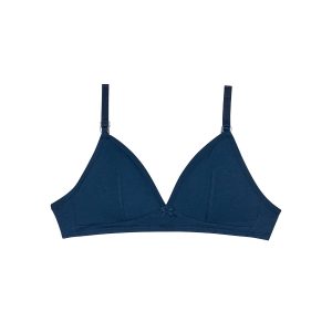 Skin Care wireless marine blue  triangle bra in organic cotton