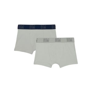 Dim Skin Care Pack of 2 boys' boxers in organic grey cotton