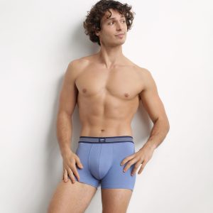 Men's boxer shorts in modal cotton with blue Maya striped waistband Dim Smart