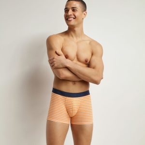 Men's stretch cotton orange striped boxer shorts Dim Fancy