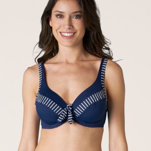Blue microfibre underwired bikini top