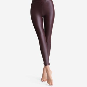 Women's leather-effect leggings Bordeaux Relax & Go