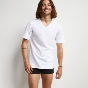 Set of 2 Dim Sport white men's white cotton V-neck T-shirts with active temperature regulation