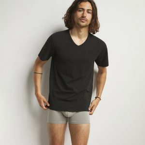 Dim Sport Set of 2 black men's  cotton V-neck T-shirts with active temperature regulation