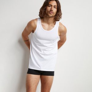 Dim Sport Set of 2 White men's cotton vests with active temperature regulation