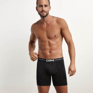 Men's microfibre boxers in Black with logomania pattern Dim Icons Essentiel