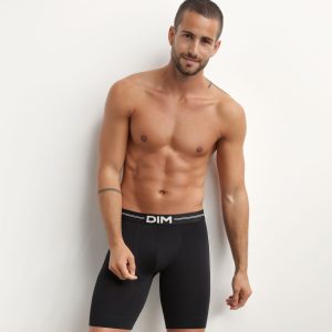 Men's long modal cotton boxers in Black Dim Icons Essentiel