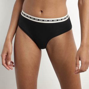 Women's Black modal cotton shorty with contrasting waistband Dim Icon Essentiel