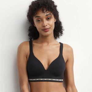 Ribbed black bra wireless or seams Dim Icon Seamless