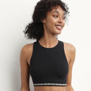 Seamless Ribbed polyamide modal Crop Top in Black Dim Icons Seamless