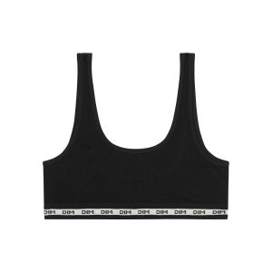 Girls' ribbed fabric bralette in Black Dim Icons