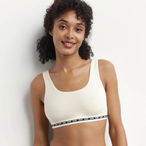 Modal polyamide wireless Beige crop top bra  Dim Icons Essentiel