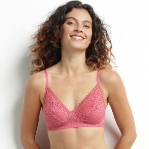 Floral lace triangle bra Dim Daily Pink
