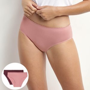 Pack of 2 women's briefs in stretch cotton in Rose and Ruby Body Touch Easy