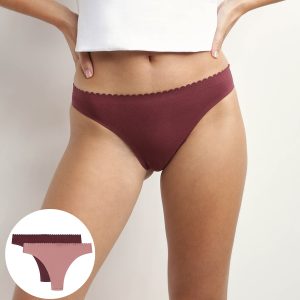 Pack of 2 women's tangas in Pink and Ruby microfibre Body Touch Easy