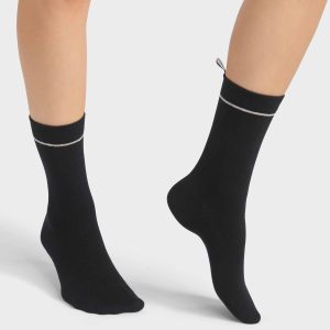 Black Unisex ribbed modal cotton socks Dim Icons