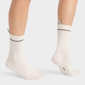 Cream Unisex Ribbed Modal Cotton Socks Dim Icons