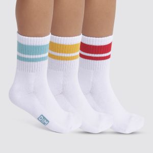 Pack of 3 pairs of children's socks in Turquoise, Yellow, Red Dim Sport