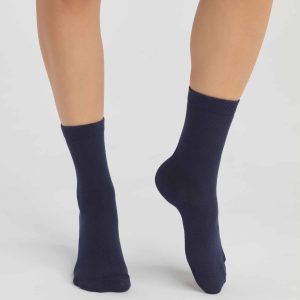 Pack of 2 pairs of Navy Blue women's socks in organic cotton Dim Good