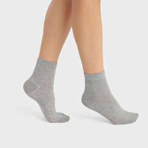 Pack of 2 pairs of gray women's socks in organic cotton with polka dots Dim Good