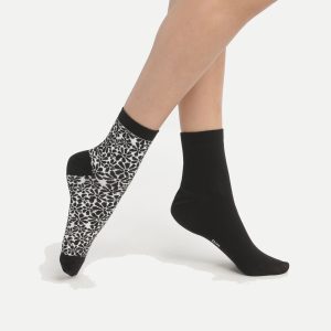 Pack of 2 pairs of organic cotton flower socks Dim Good Black
