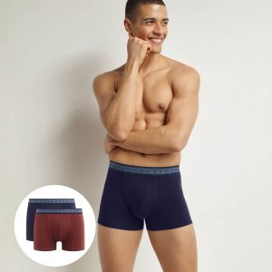 Pack of 2 men's boxers Red Blue in organic cotton  Dim Good