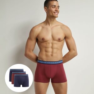 Pack of 3 boxers men's Blue Red Denim organic cotton Dim Good