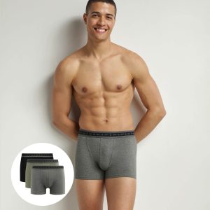 Pack of 3 boxers men's Black Charcoal Green organic cotton Dim Good