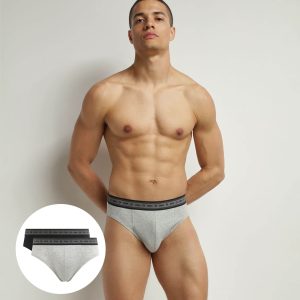 Pack of 2 briefs men's Black Pearl Grey organic cotton Dim Good