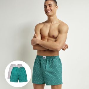 Pack of 2 briefs men's striped Green Grey organic cotton Dim Good