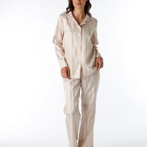 Long open satin almond pajama for women