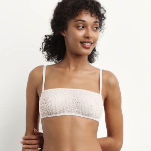 Graphic lace wireless bralette in Nacre Dim Mod