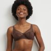 Chocolate leopard lace push-up bra Dim Generous